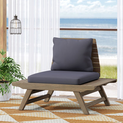 Sedona Outdoor Chair with slatted wood and gray cushions HouseOfZazla on Tampa Home & Garden Store