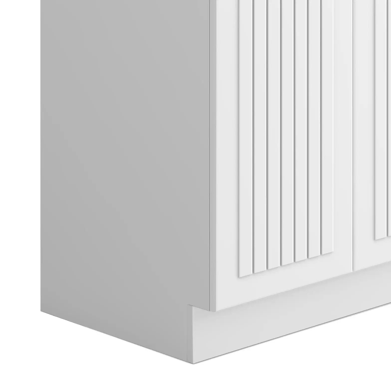 Murphy laundry cabinet vanity in white with vertical slatted doors by Unique Piece Furniture on Tampa Home & Garden Store