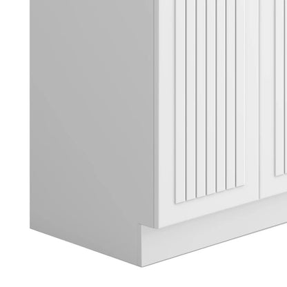 Murphy laundry cabinet vanity in white with vertical slatted doors by Unique Piece Furniture on Tampa Home & Garden Store