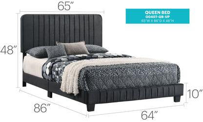 Channel Tufted Bed by HouseOfZazla, queen size, black upholstered headboard with channels on Tampa Home & Garden Store