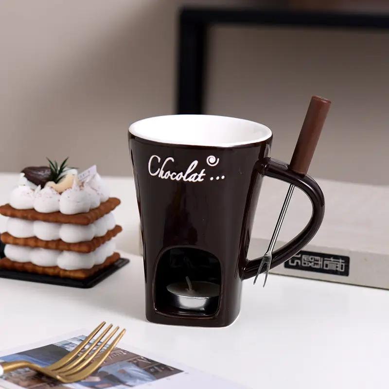 Ceramic chocolate cup hot pot stove brown glazed mug with candle warmer FLIPSTYLEZLLC on Tampa Home & Garden Store