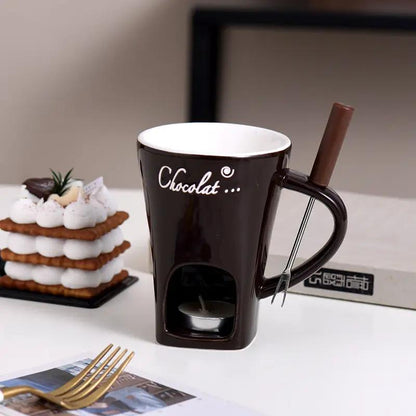 Ceramic chocolate cup hot pot stove brown glazed mug with candle warmer FLIPSTYLEZLLC on Tampa Home & Garden Store