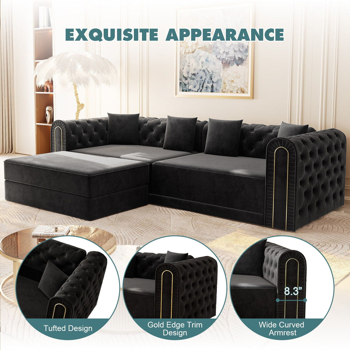 3 In 1 Convertible Sofa and Ottoman Bed