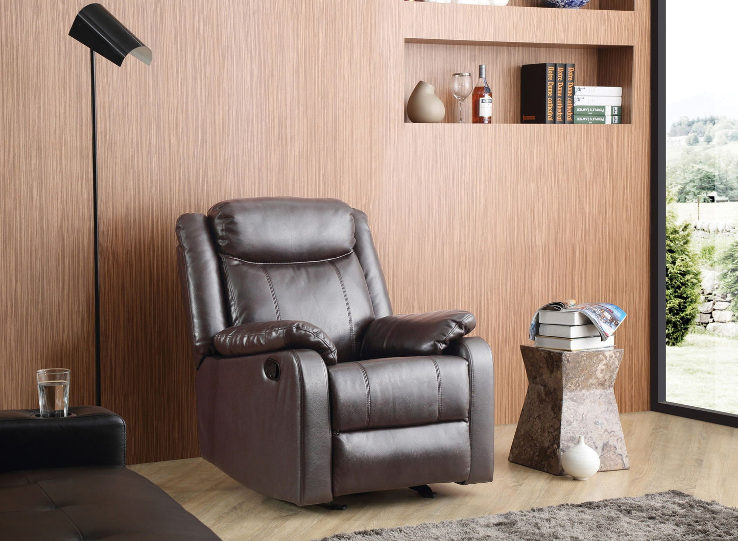 Ward Rocker Recliner in dark brown leather with side lever by Unique Piece Furniture on Tampa Home & Garden Store
