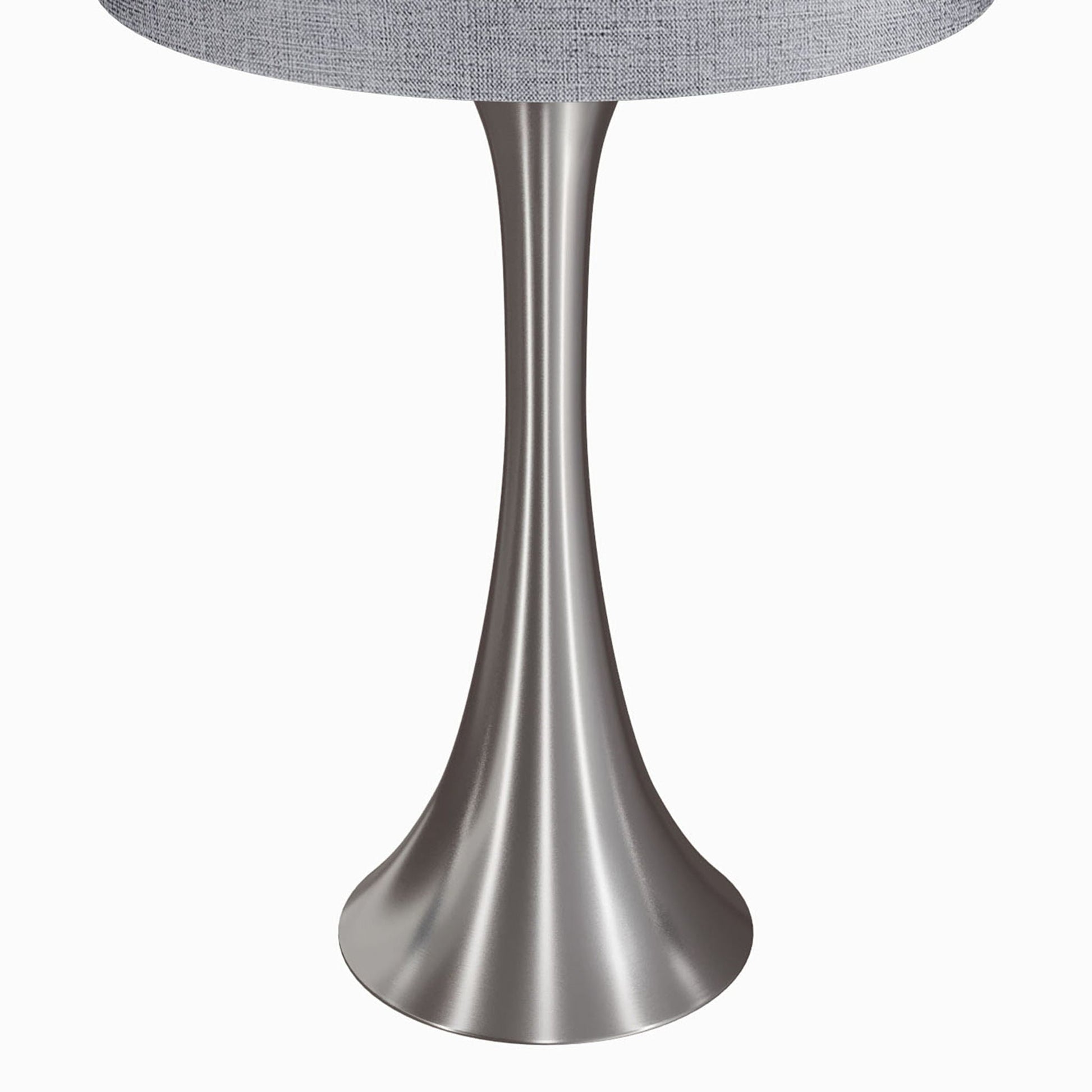 Lenuxe contemporary semi-gloss table lamp set (2) with brushed nickel base and gray shade on Tampa Home & Garden Store