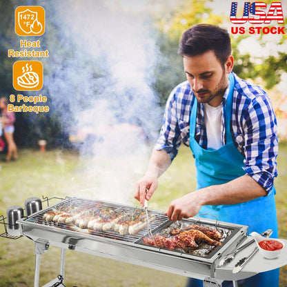 GemGear foldable portable charcoal grill stainless steel BBQ grill for picnic camping on Tampa Home & Garden Store