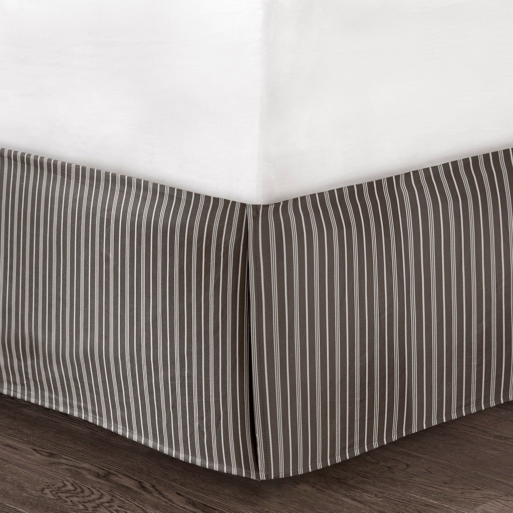 6 Piece Reversible Daybed Cover Set Dark with brown striped bed skirt on white bed HouseOfZazla on Tampa Home & Garden Store