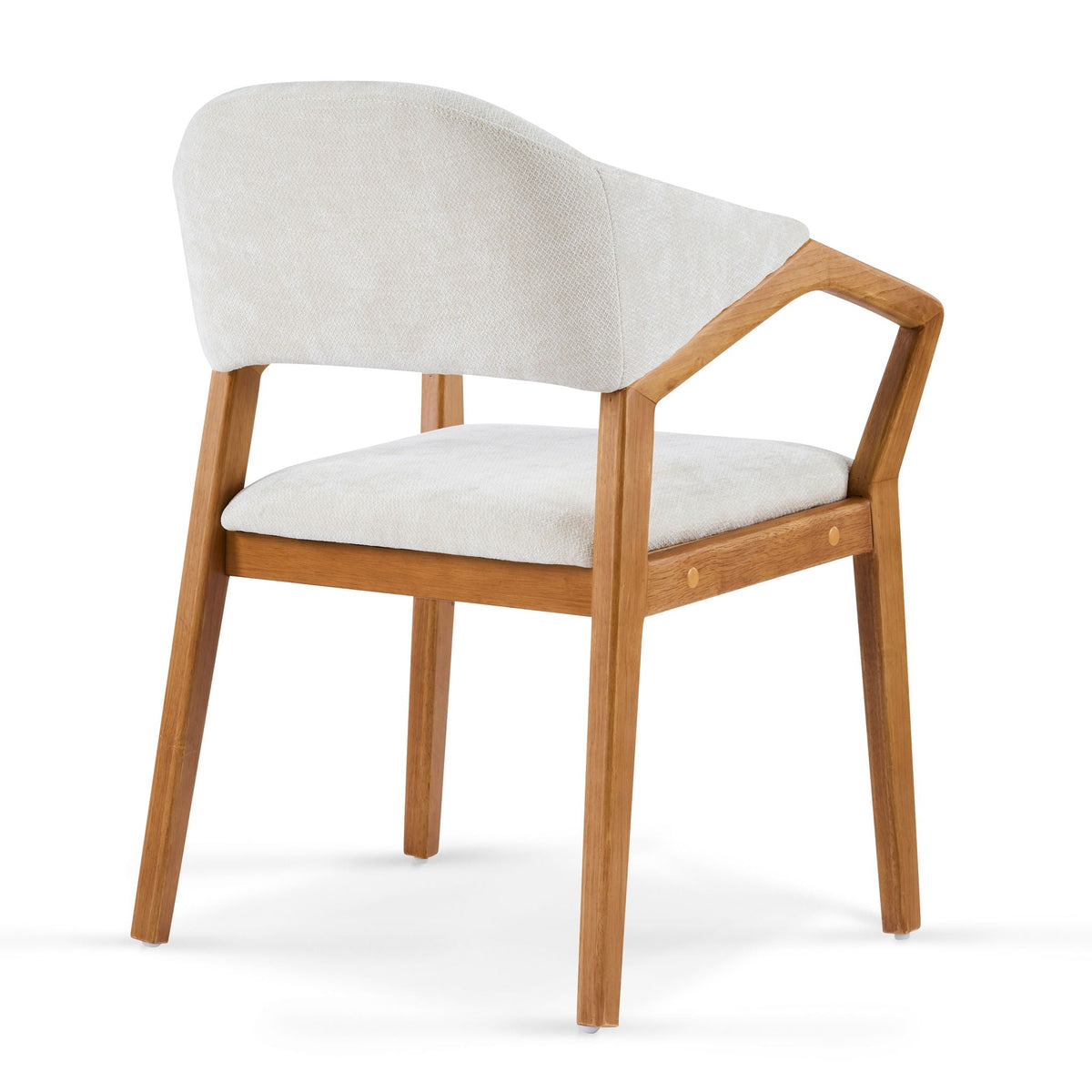 Indoor Upholstered Dining Armchairs set of 2 in beige with teak legs by HouseOfZazla on Tampa Home & Garden Store
