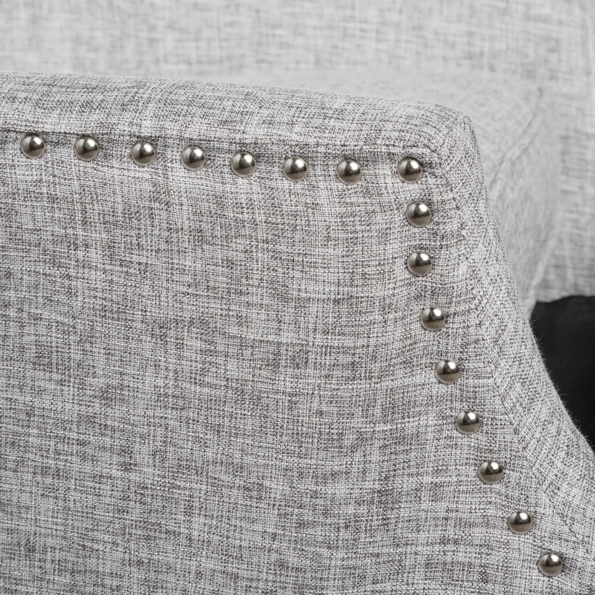 Westeros Wing Back Fabric Upholstered Recliner in gray heather fabric with nailhead trim on Tampa Home & Garden Store