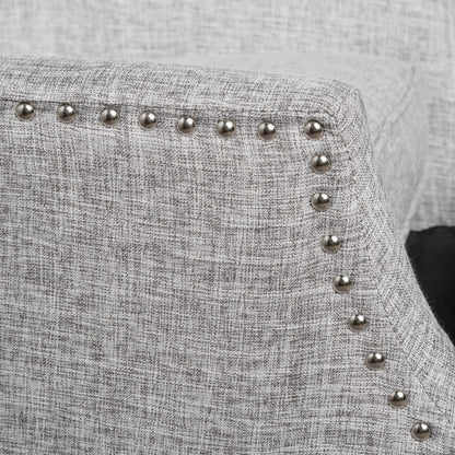 Westeros Wing Back Fabric Upholstered Recliner in gray heather fabric with nailhead trim on Tampa Home & Garden Store