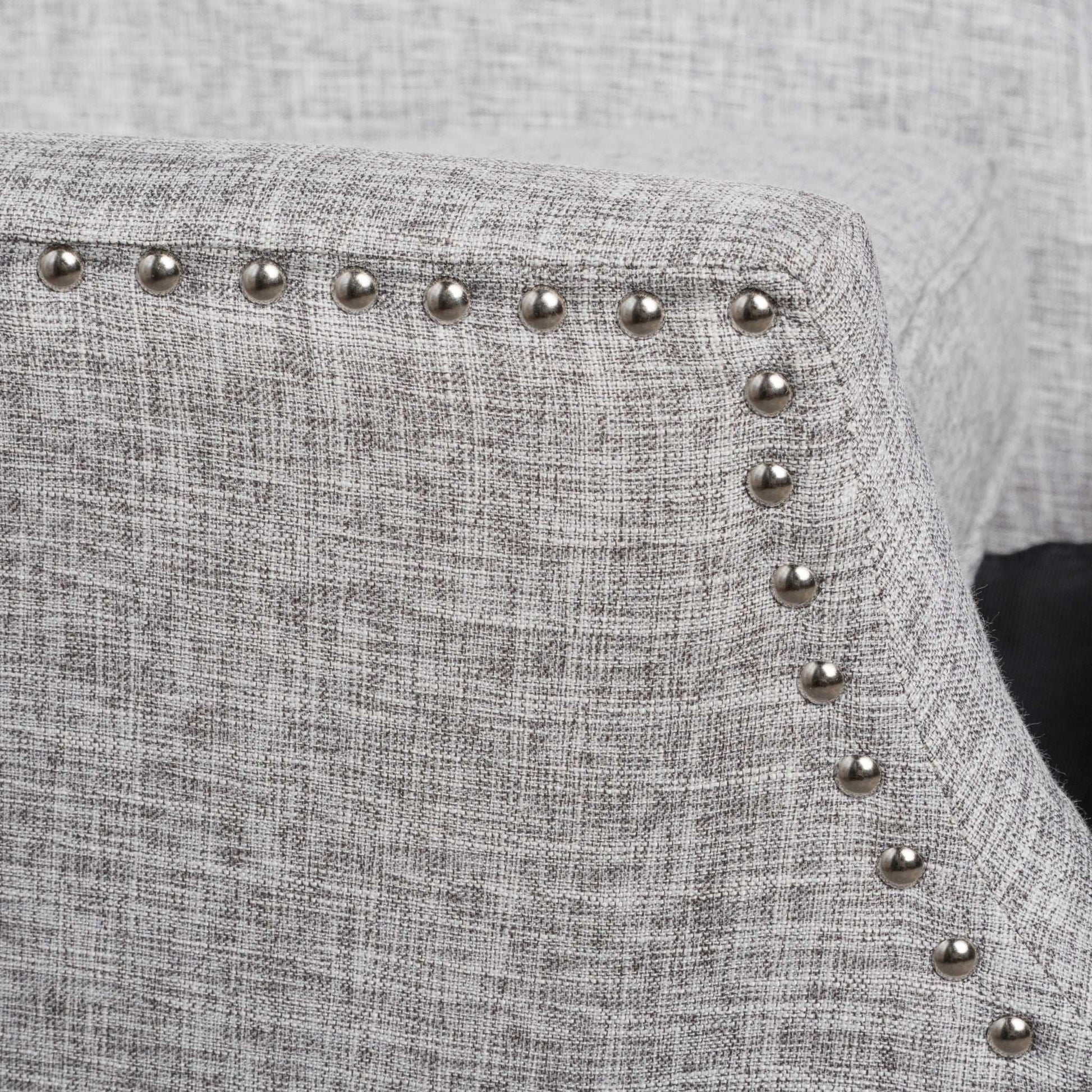 Westeros Wing Back Fabric Recliner in gray fabric with silver nailhead trim by HouseOfZazla on Tampa Home & Garden Store