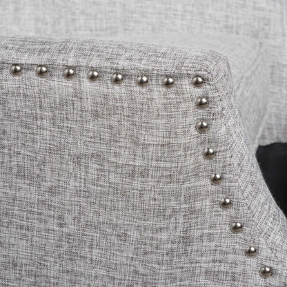 Westeros Wing Back Fabric Recliner in gray fabric with silver nailhead trim by HouseOfZazla on Tampa Home & Garden Store