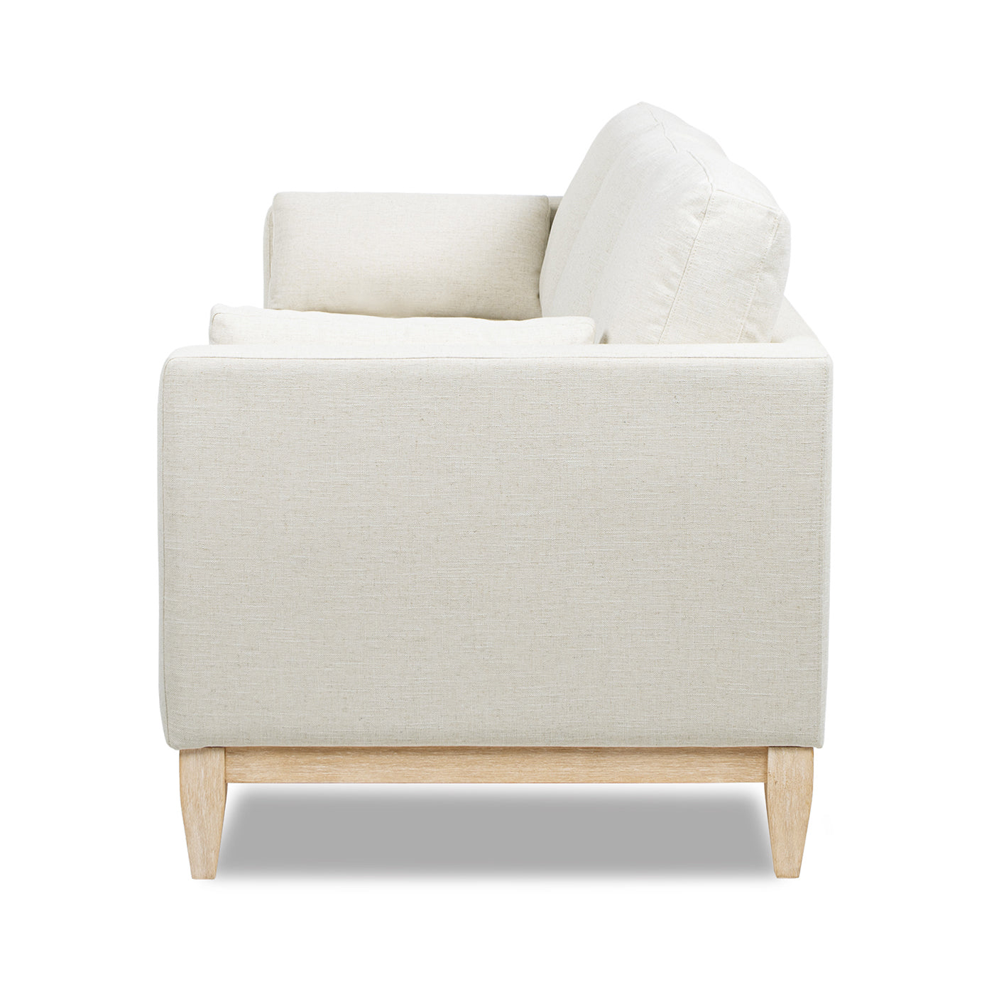Knox 84' Modern Farmhouse Sofa flax white linen fabric with light wood legs HouseOfZazla on Tampa Home & Garden Store