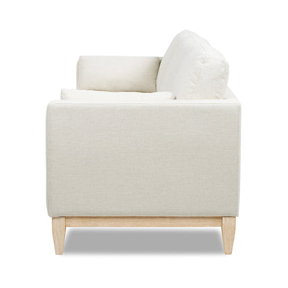 Knox 84' Modern Farmhouse Sofa flax white linen fabric with light wood legs HouseOfZazla on Tampa Home & Garden Store