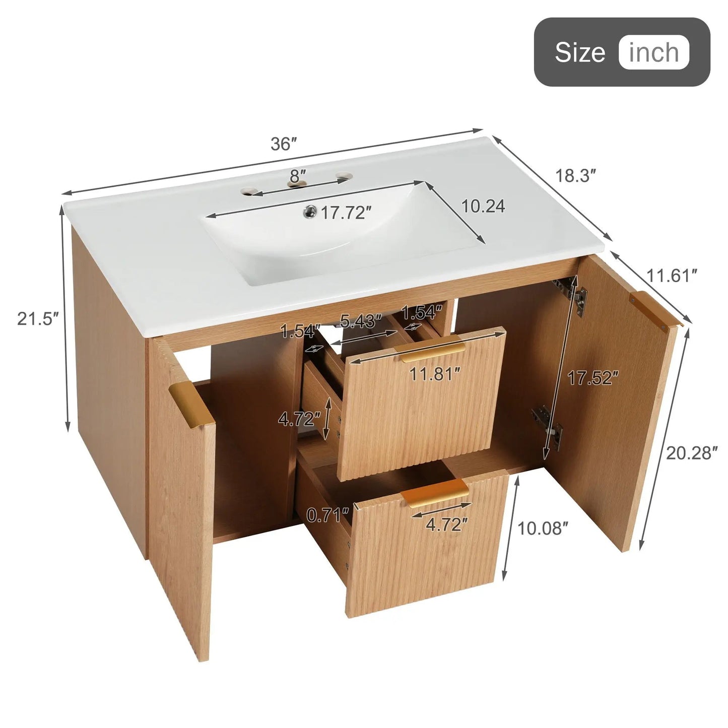 Modern Wall Mounted Vanity and Soft Close Doors