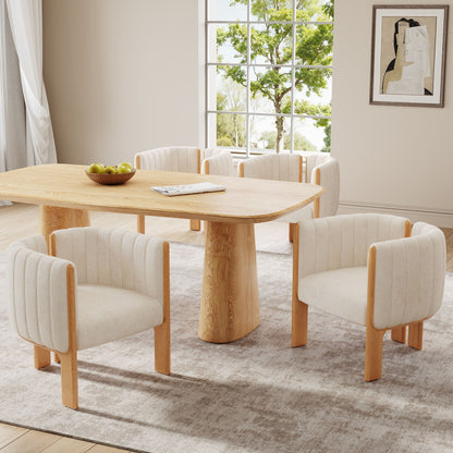 Comfort Stylish Seating Dining Chair Set upholstered chairs with wood legs around a round table on Tampa Home & Garden Store