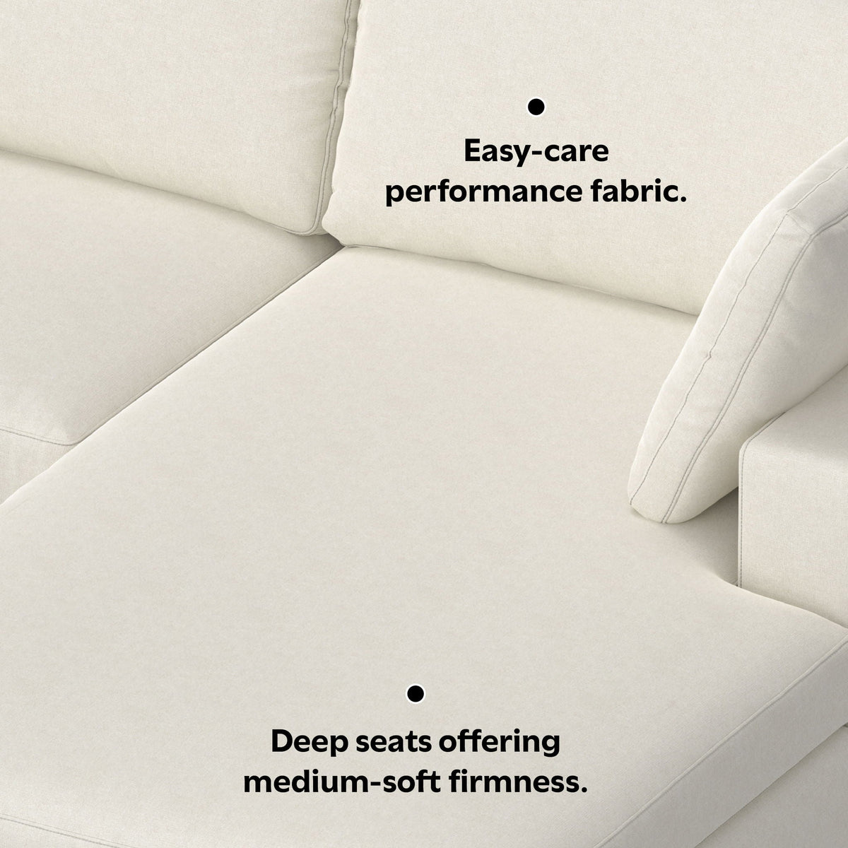 Charlie Upholstered Deep Seater Stationary Sectional Sofa in light beige fabric by HouseOfZazla on Tampa Home & Garden Store