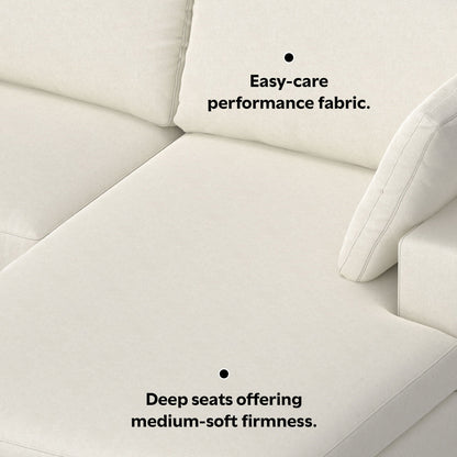Charlie Upholstered Deep Seater Stationary Sectional Sofa in light beige fabric by HouseOfZazla on Tampa Home & Garden Store