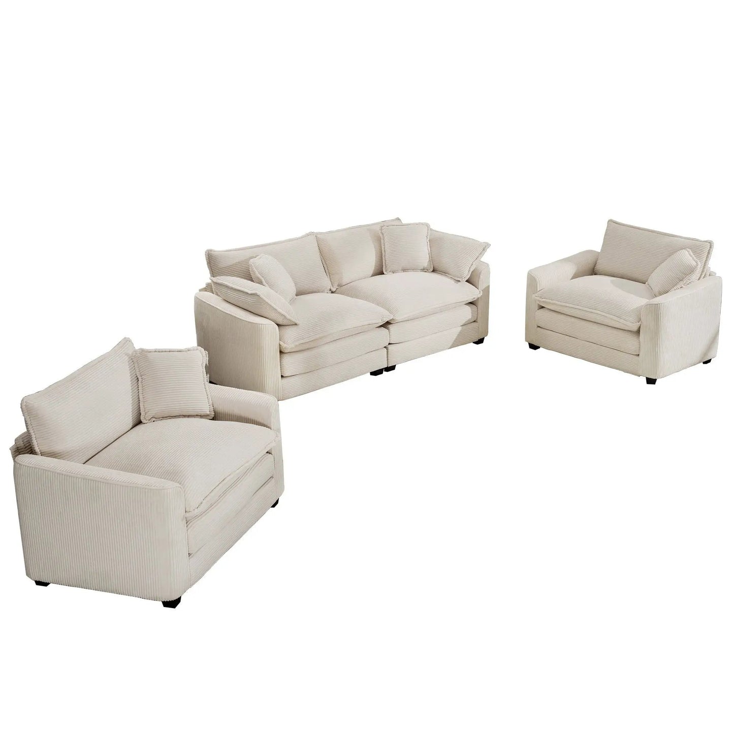 Elegant Sectional Sofa Set with Deep Seats