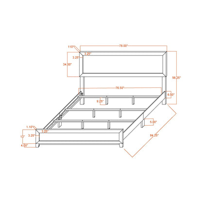 Soluto bed platform frame blueprint with orange measurement lines on Tampa Home & Garden Store