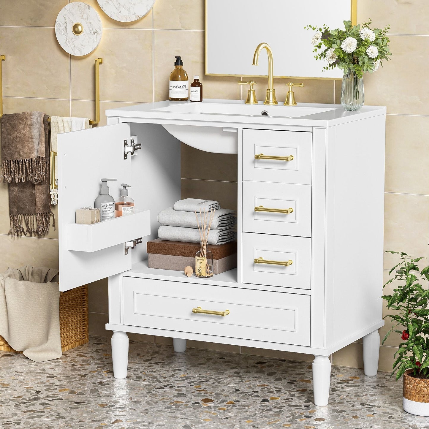 Traditional Bathroom Vanity With Soft Close Doors