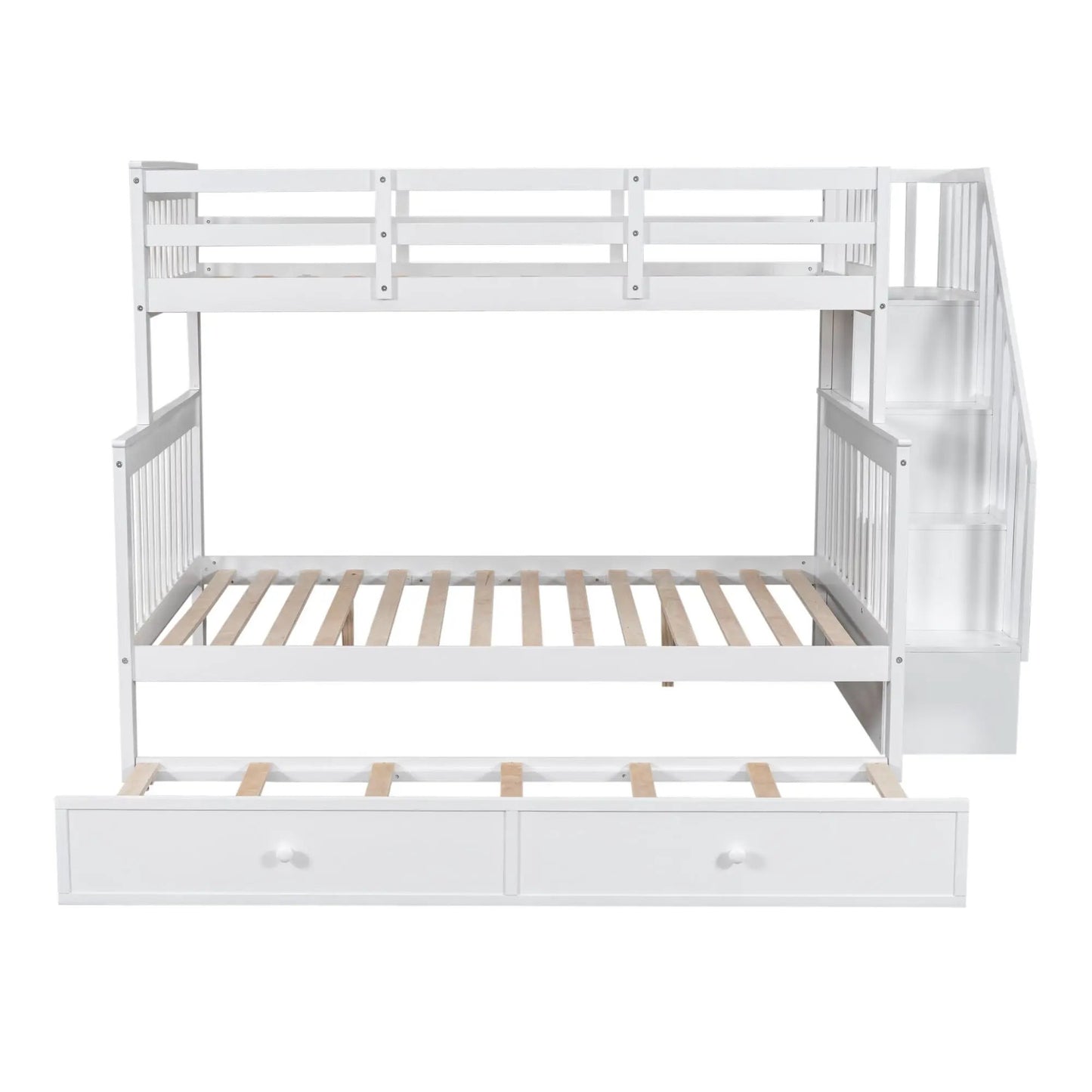 Bunk Bed with Twin Size Trundle and Guard Rail