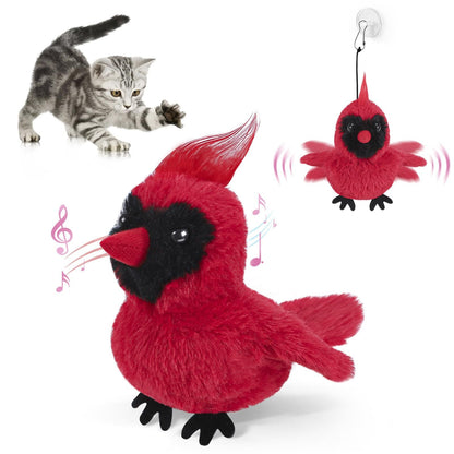 Interactive red plush bird cat toy pair with flapping wings; cat chases them by Sell My Stuff on Tampa Home & Garden Store