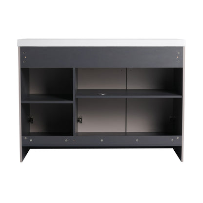 Freestanding bath vanity with resin sink and door, dark gray cabinet white top HouseOfZazla on Tampa Home & Garden Store