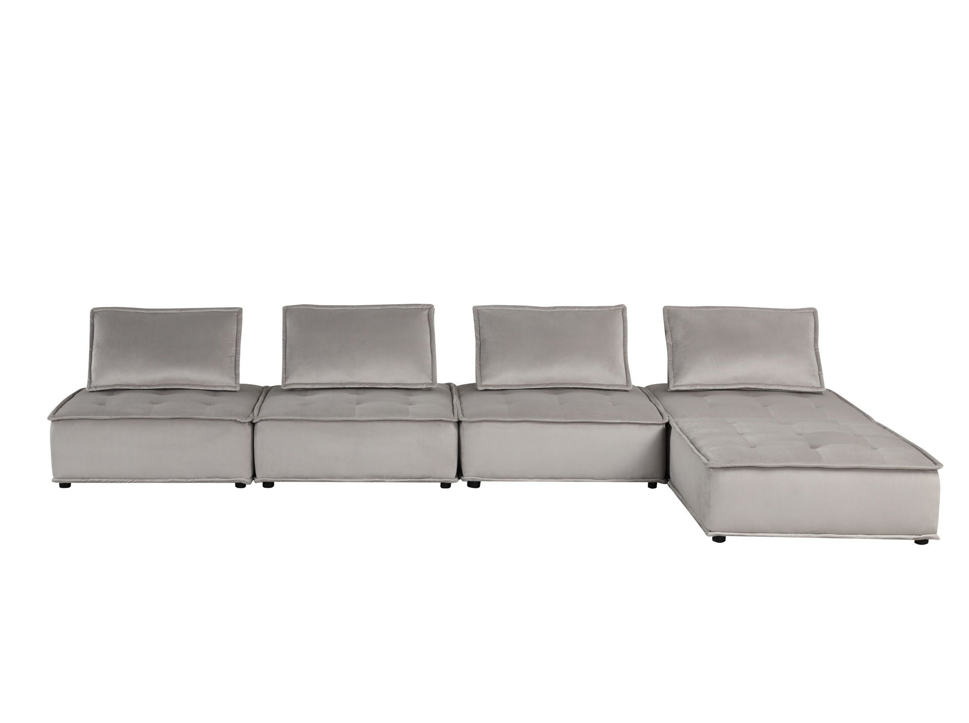 Anna Stylish Sectional Sofa Ottoman, gray fabric, 4-seat with right-side chaise by HouseOfZazla on Tampa Home & Garden Store