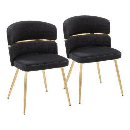 Art Deco dining chair set of 2 in black velvet with gold metal legs and bar by HouseOfZazla on Tampa Home & Garden Store