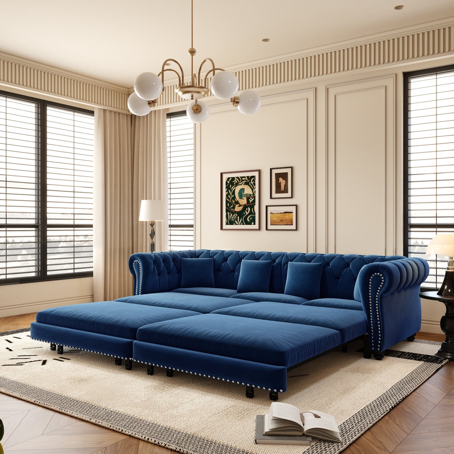 Chesterfield Velvet Pull Out Bed For A Room