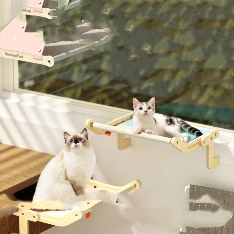 Cat Hanging Bed Hammock with wooden brackets; light beige fabric, Sell My Stuff, 2 cats on Tampa Home & Garden Store