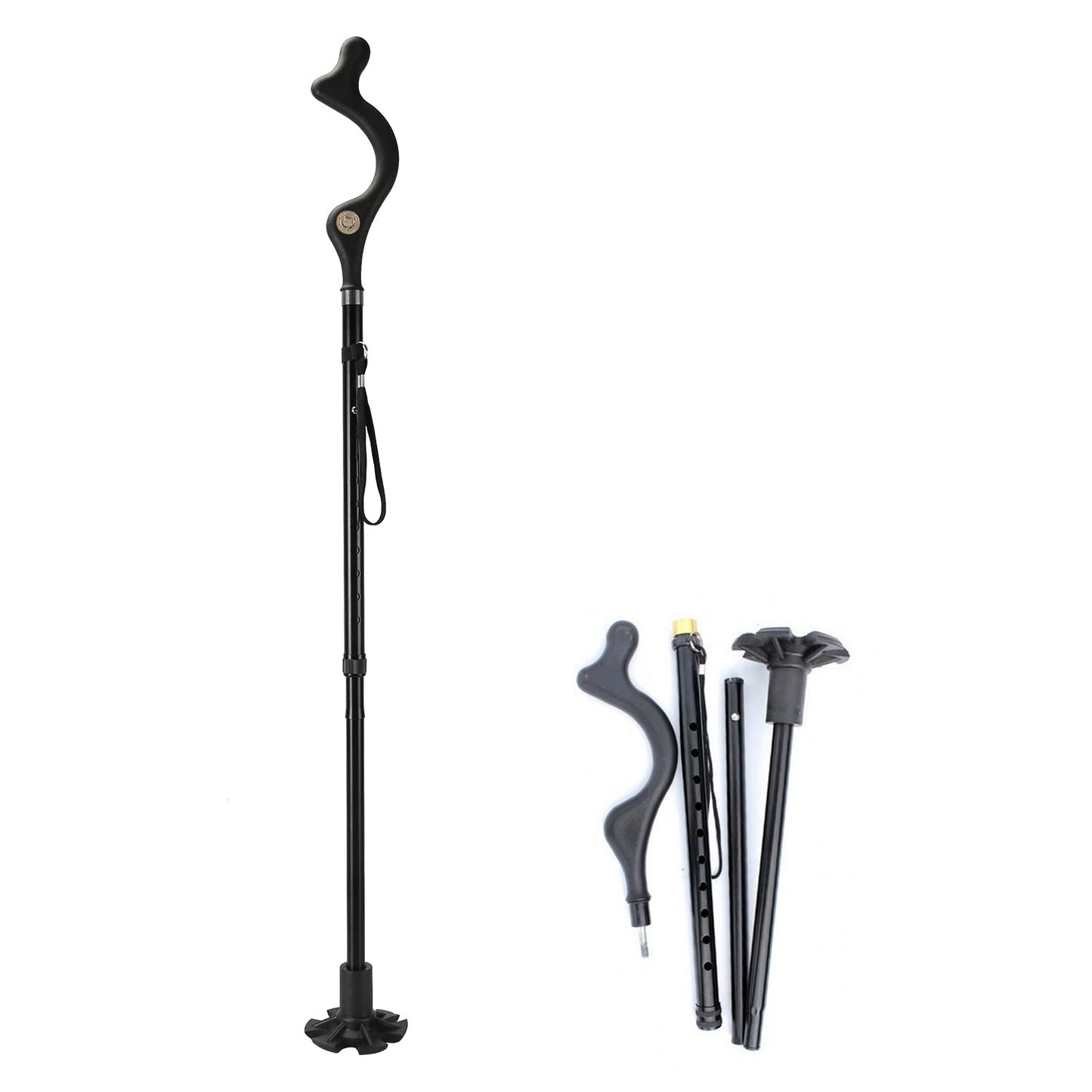 Posture walking cane GemGear collapsible heavy-duty hiking stick with 10-height adjustment on Tampa Home & Garden Store