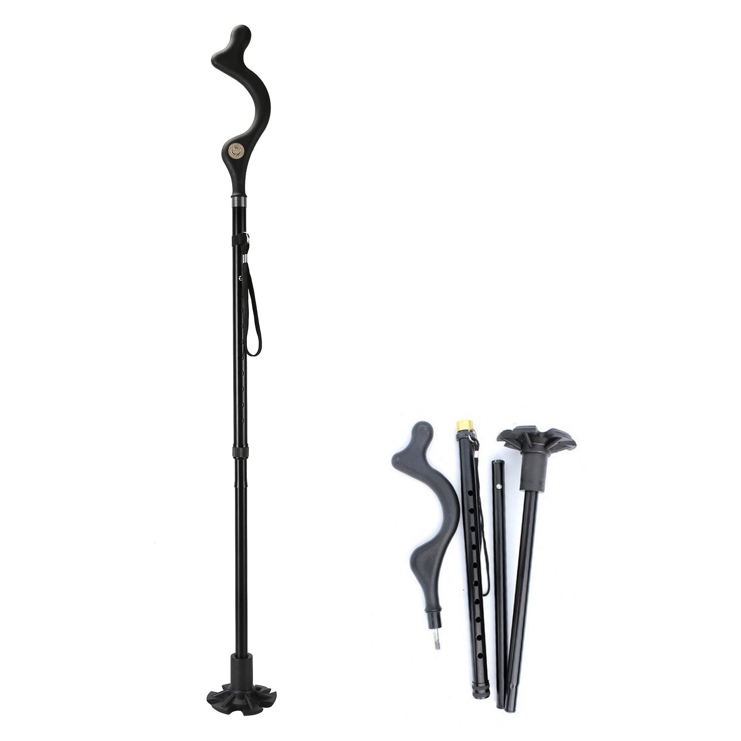 Posture walking cane GemGear collapsible heavy-duty hiking stick with 10-height adjustment on Tampa Home & Garden Store