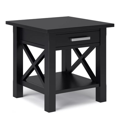 Kitchener Handcrafted Console Table black with crisscross legs and silver drawer pull on Tampa Home & Garden Store