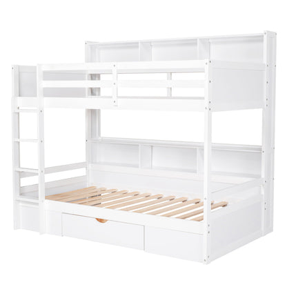 Twin size bunk bed by HouseOfZazla with built-in shelves beside each bed and a storage drawer on Tampa Home & Garden Store