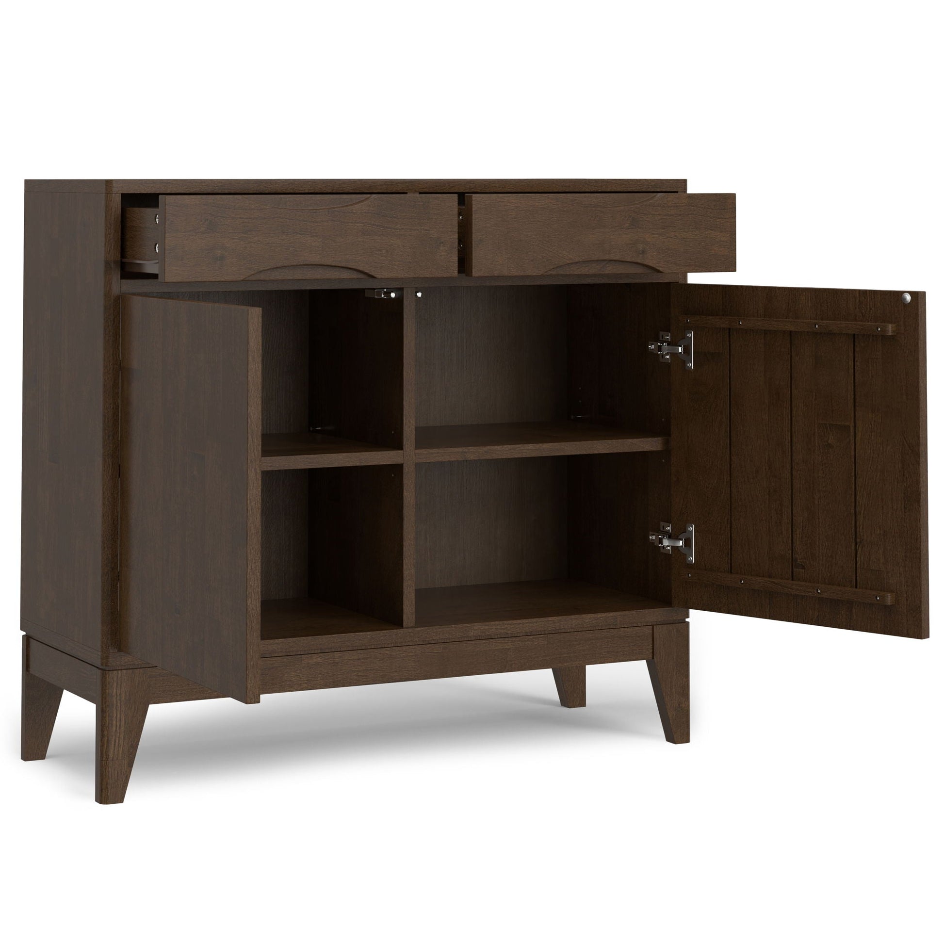 Harper walnut brown entryway storage cabinet with upper drawers and lower doors HouseOfZazla on Tampa Home & Garden Store