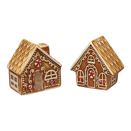 Maison en pain d'épice en céramique - Ensemble sel et poivre
