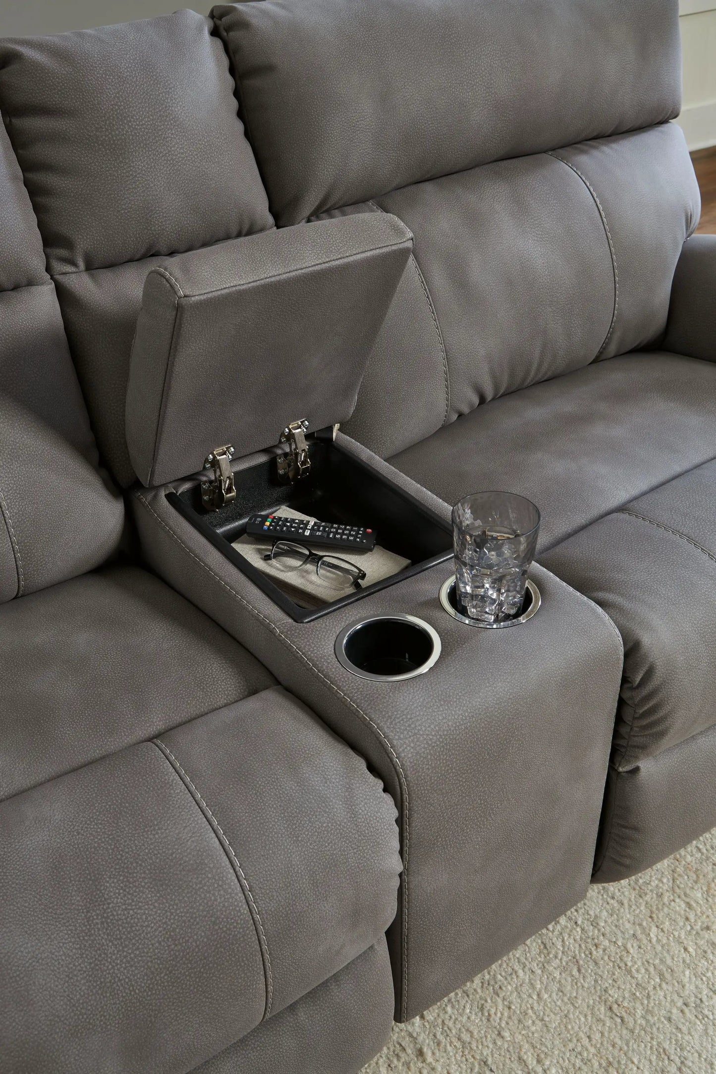 Next-Gen Durapella reclining sectional gray upholstery with console Unique Piece Furniture on Tampa Home & Garden Store