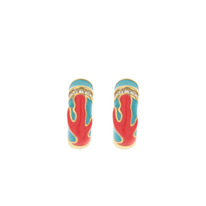 Pretty Little Things earrings by Lauren G Adams in turquoise and coral enamel with crystal band on Tampa Home & Garden Store