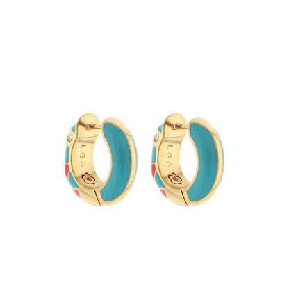 Pretty Little Things Earrings by Lauren G Adams turquoise enamel gold hoops pair on Tampa Home & Garden Store