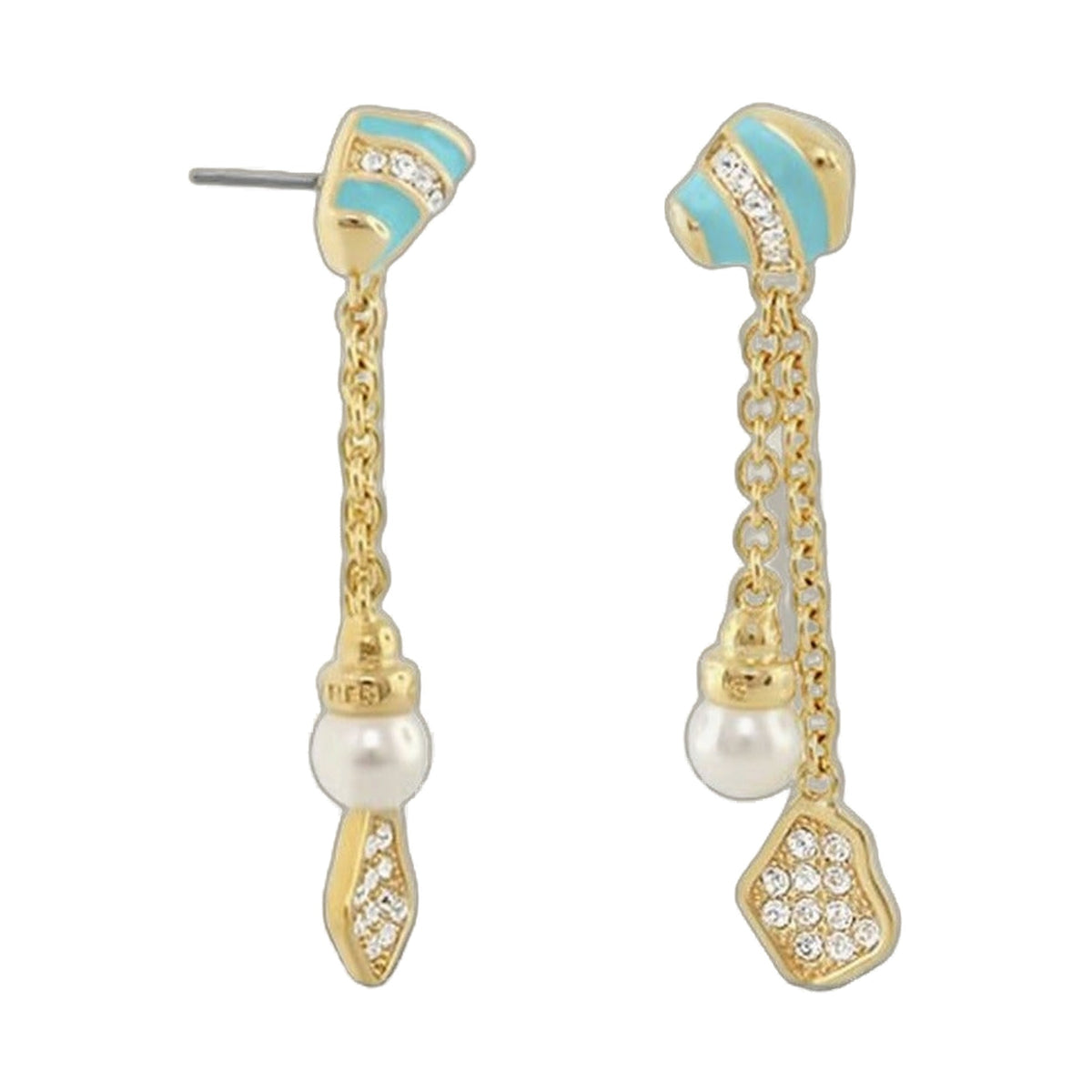 Moon Dust Drop Earrings Lauren G Adams; turquoise enamel crystal stripe on gold-tone drops, pair on Tampa Home & Garden Store