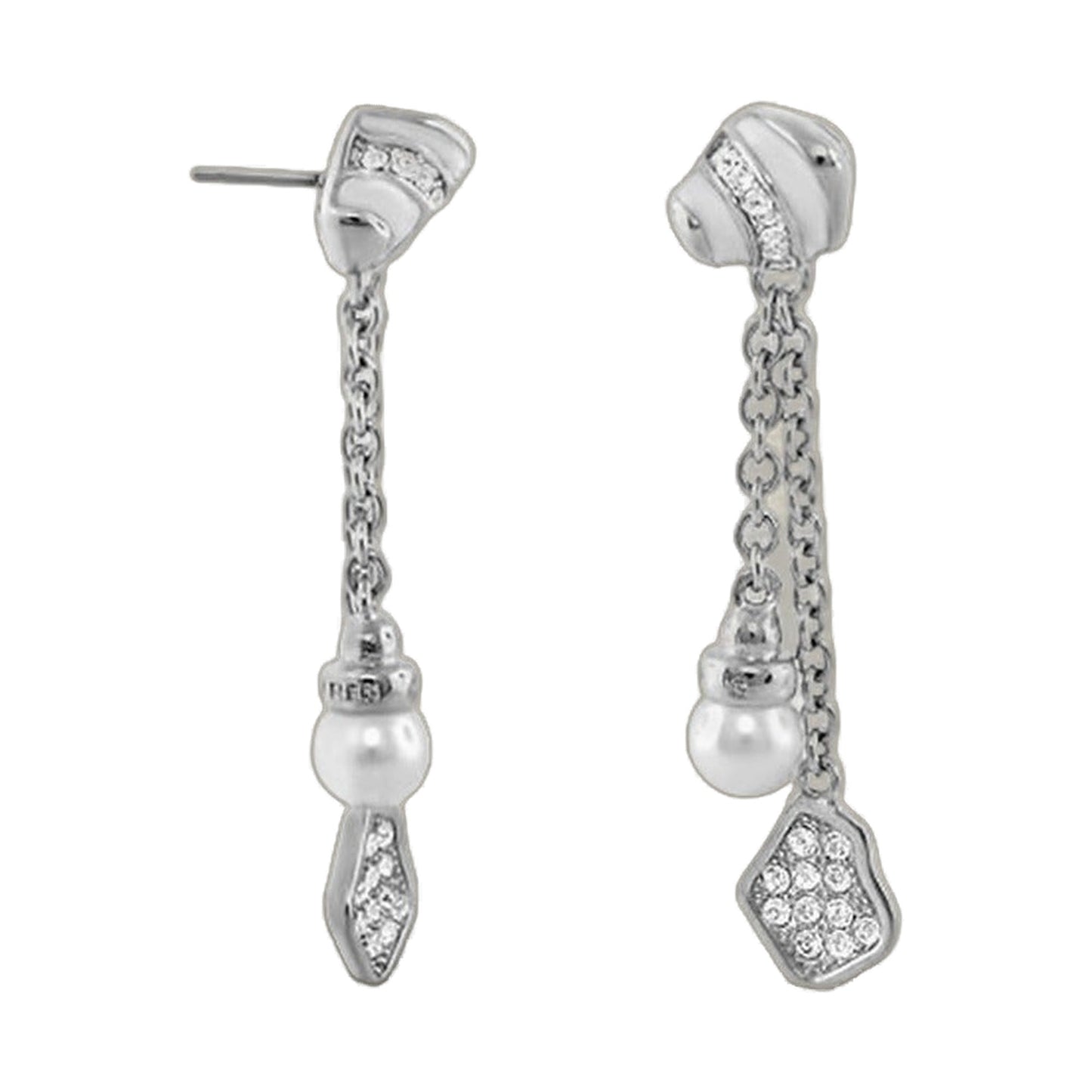 Moon Dust earrings by Lauren G Adams, silver-tone drop with pavé crystals and pearl beads on Tampa Home & Garden Store