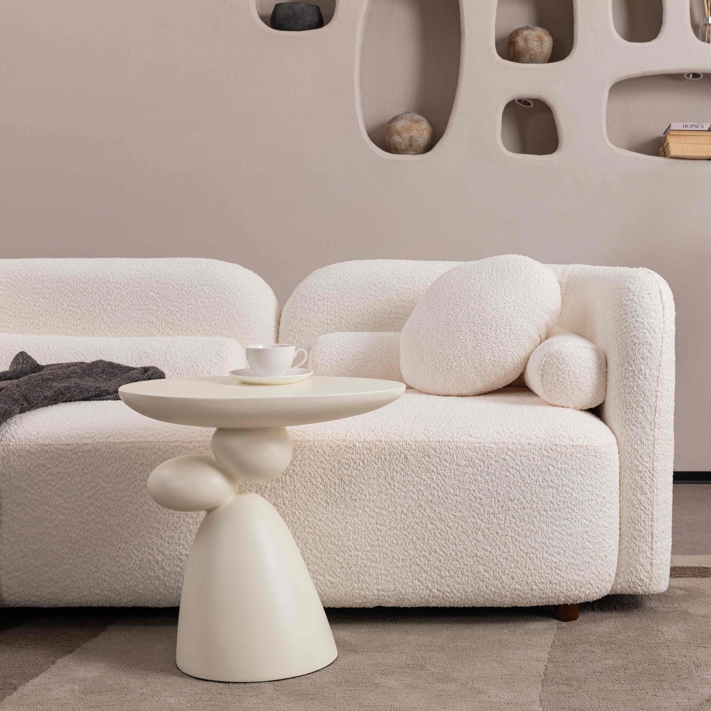 Modern Three Seater Couch And Fluffy Pillows