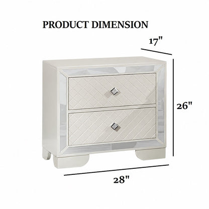 Bedroom nightstand by HouseOfZazla, mirrored finish with quilted front and crystal knob on Tampa Home & Garden Store