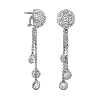 Shimmer and Glimmer Earrings pair by Lauren G Adams, silver pavé studs with chain tassels on Tampa Home & Garden Store
