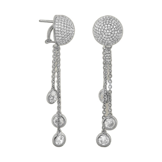 Shimmer and Glimmer Earrings pair by Lauren G Adams, silver pavé studs with chain tassels on Tampa Home & Garden Store