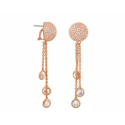 Shimmer and Glimmer Earrings pair rose gold pavé ball studs with crystal drops on Tampa Home & Garden Store