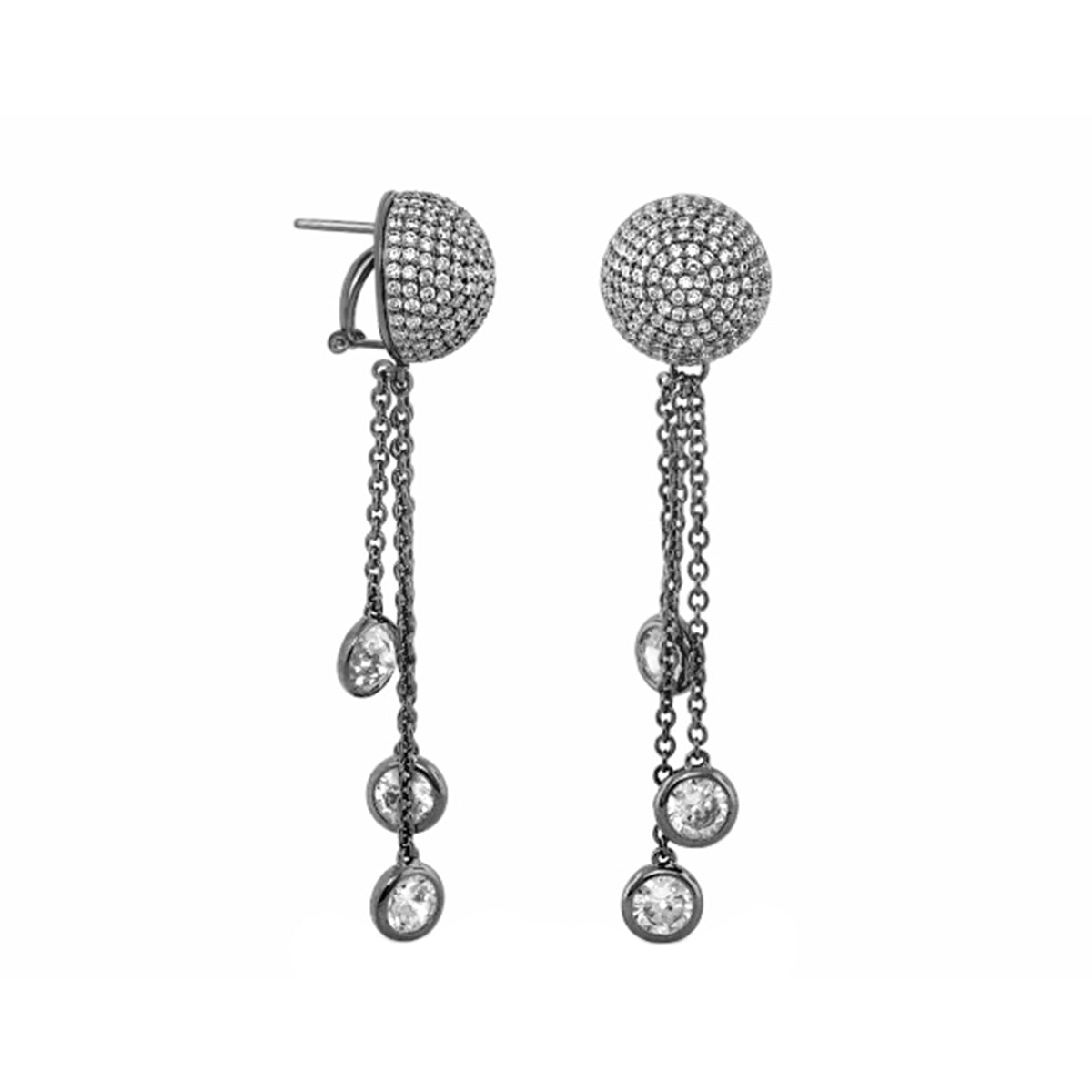 Shimmer and Glimmer Earrings, silver-tone crystals with chain drops, pair on Tampa Home & Garden Store
