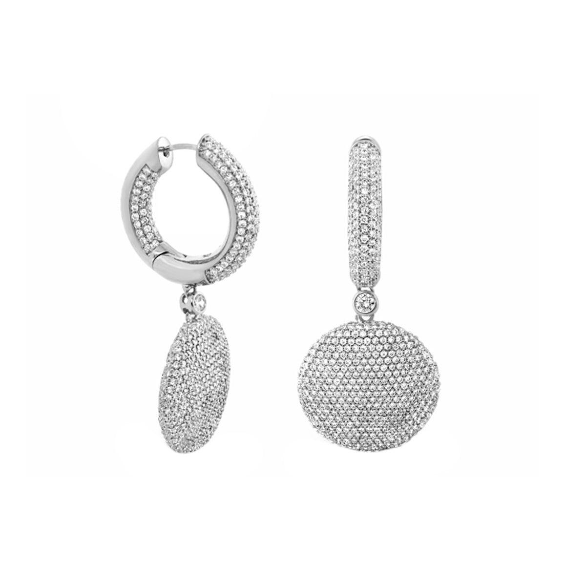 Shimmer and Glimmer Dangle Earrings by Lauren G Adams, pavé crystal hoops and long drop on Tampa Home & Garden Store